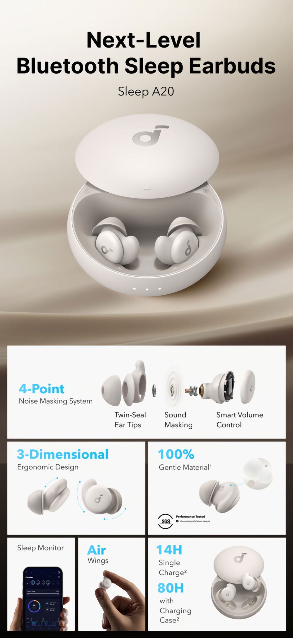 Anker | Soundcore Sleep A20 無線睡眠耳機